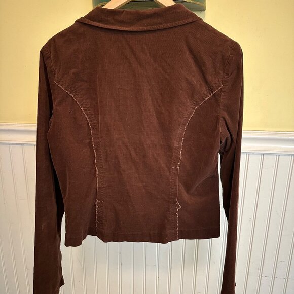 FANG Brown Corduroy Blazer Jacket XL Y2K Paisley Cotton Lining & Button Front - Picture 2 of 5